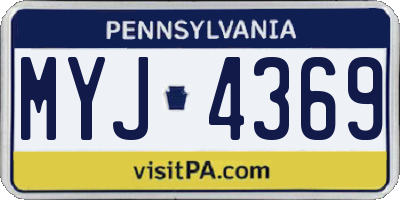 PA license plate MYJ4369