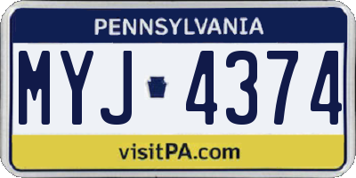 PA license plate MYJ4374