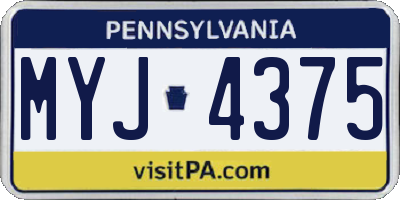 PA license plate MYJ4375