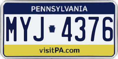 PA license plate MYJ4376