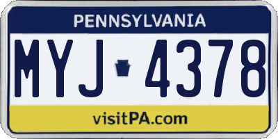 PA license plate MYJ4378