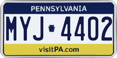 PA license plate MYJ4402