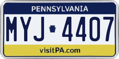 PA license plate MYJ4407