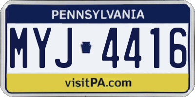 PA license plate MYJ4416