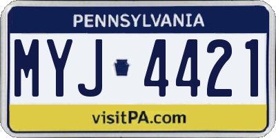 PA license plate MYJ4421