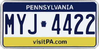 PA license plate MYJ4422