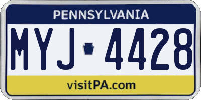 PA license plate MYJ4428
