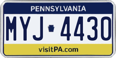 PA license plate MYJ4430