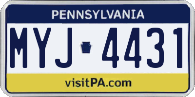PA license plate MYJ4431