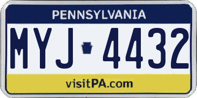 PA license plate MYJ4432