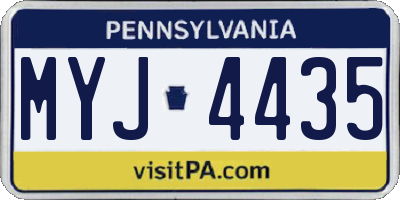 PA license plate MYJ4435