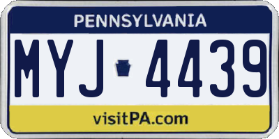 PA license plate MYJ4439