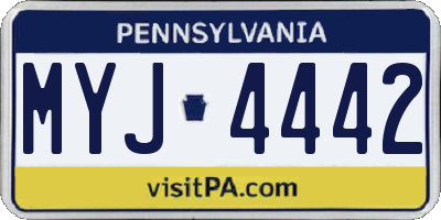 PA license plate MYJ4442