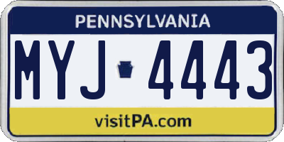 PA license plate MYJ4443