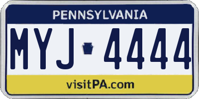 PA license plate MYJ4444