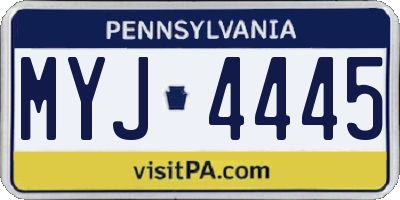 PA license plate MYJ4445