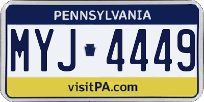 PA license plate MYJ4449