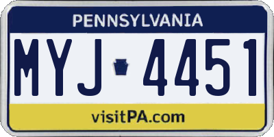 PA license plate MYJ4451