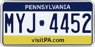PA license plate MYJ4452