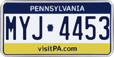 PA license plate MYJ4453