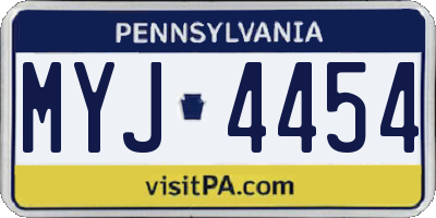 PA license plate MYJ4454