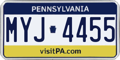 PA license plate MYJ4455