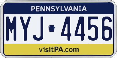 PA license plate MYJ4456