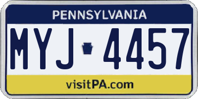 PA license plate MYJ4457