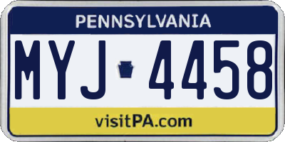 PA license plate MYJ4458