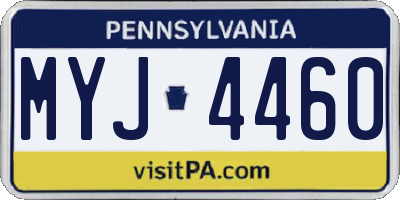 PA license plate MYJ4460