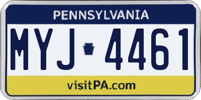 PA license plate MYJ4461