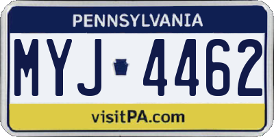 PA license plate MYJ4462