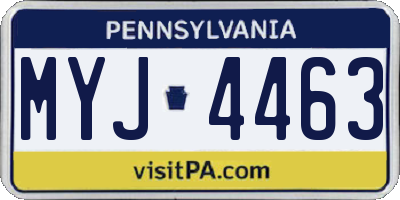 PA license plate MYJ4463