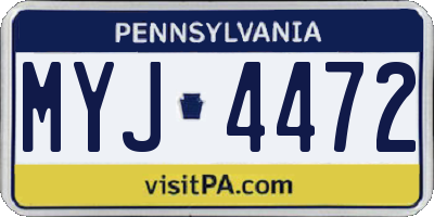 PA license plate MYJ4472