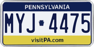 PA license plate MYJ4475