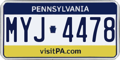 PA license plate MYJ4478