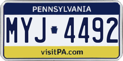 PA license plate MYJ4492