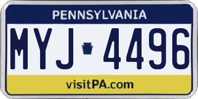 PA license plate MYJ4496