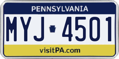 PA license plate MYJ4501