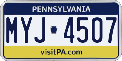 PA license plate MYJ4507