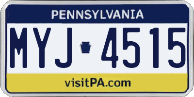 PA license plate MYJ4515
