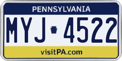 PA license plate MYJ4522