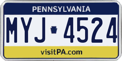 PA license plate MYJ4524