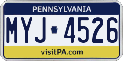PA license plate MYJ4526