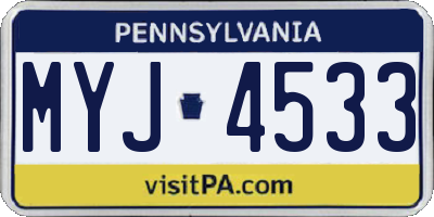PA license plate MYJ4533