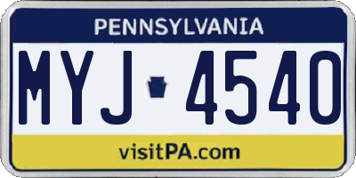 PA license plate MYJ4540