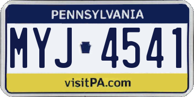 PA license plate MYJ4541