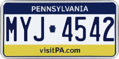 PA license plate MYJ4542