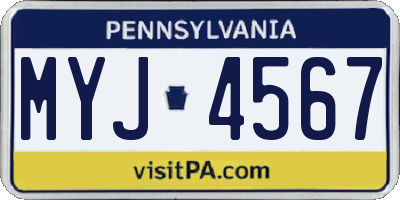 PA license plate MYJ4567