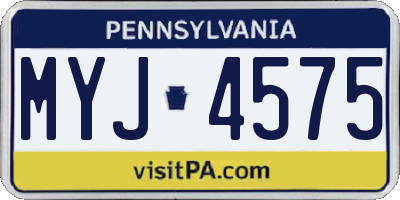 PA license plate MYJ4575
